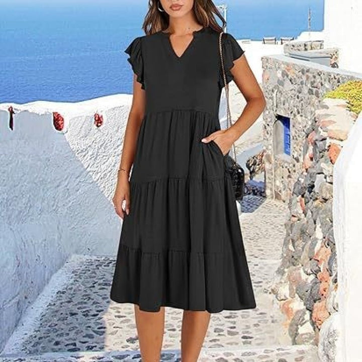 Blake | Women’s Dress with V-Neck and Tiered Skirt