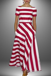 Laurel | Women's Striped Maxi Dress with Adjustable Straps and Flowing Skirt