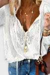 Clara | Boho Lace Blouse with V-Neck and Long Sleeves