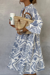 Melody | Women's Boho Print Swing Dress with V-Neck and 3/4 Sleeves