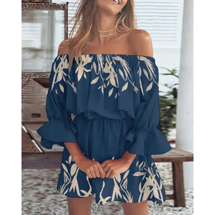 Freya | Women’s Mini Dress with Off-Shoulder Neckline and Floral Print