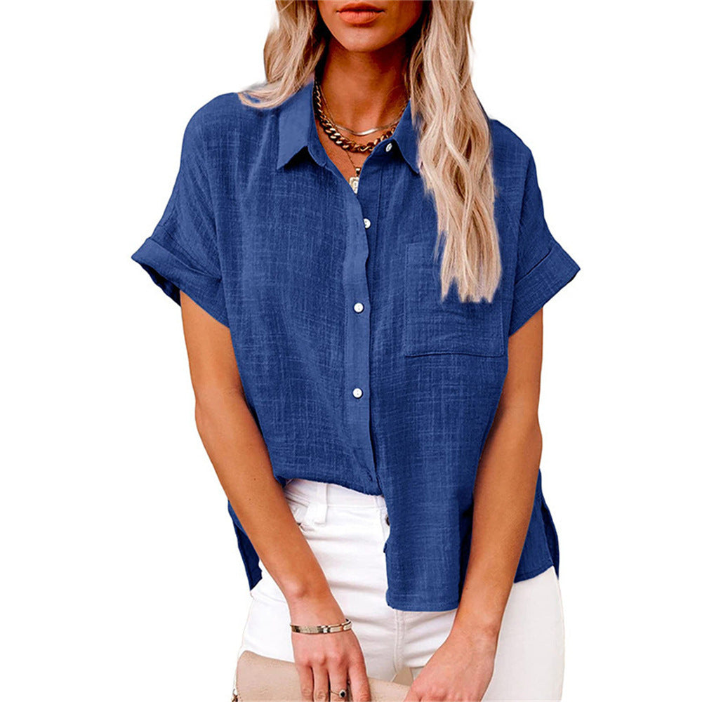 Noelle | Lightweight Shirt with Front Pocket and Short Sleeves