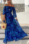 Brooke | Women's Off Shoulder Floral Flowy Maxi Dress Evening