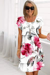 Daphne | Women's Ruffled Floral Dress with Pleated Design and Adjustable Straps
