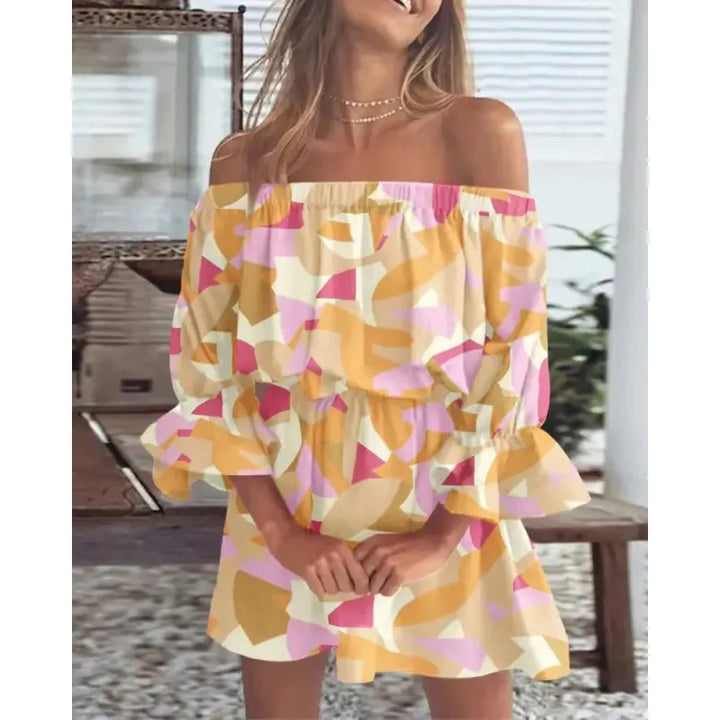 Freya | Women’s Mini Dress with Off-Shoulder Neckline and Floral Print
