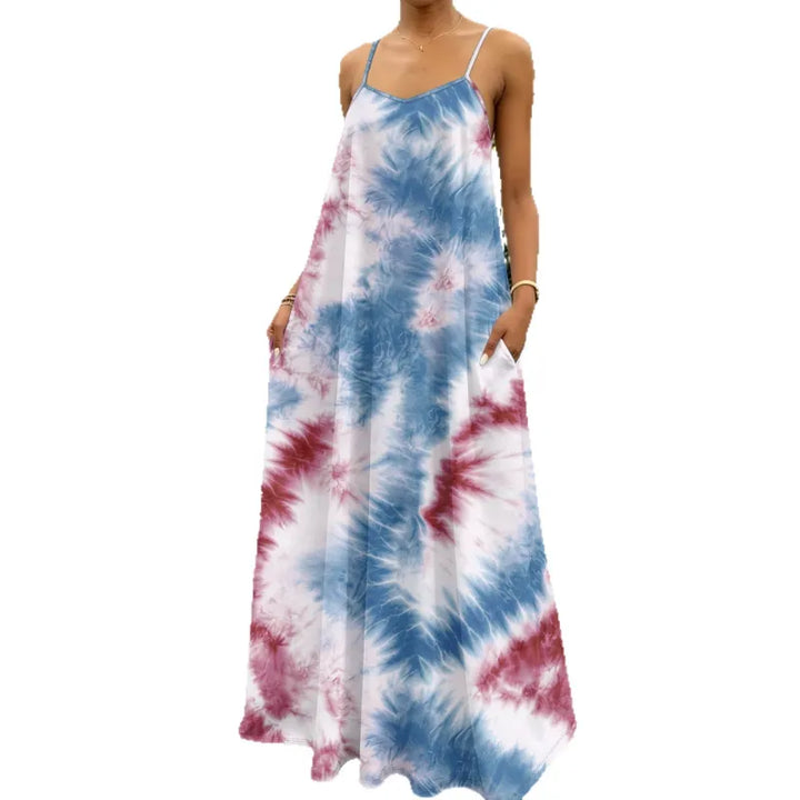 Aureline | Women’s Maxi Dress with Straps and Tie-Dye