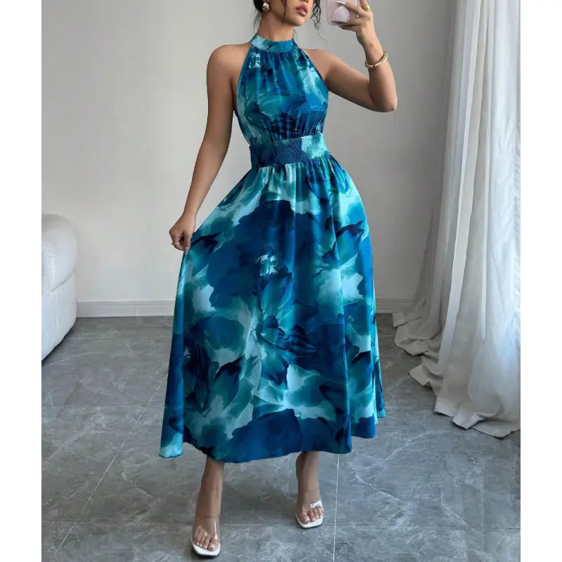 Noelle | Women’s Maxi Dress with Halter Neckline and Smocked Waist