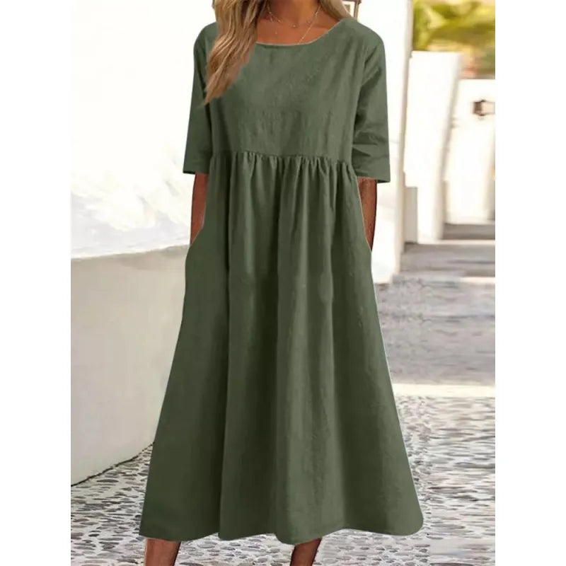 Jordan | Women’s Maxi Dress with Pockets and Half-Sleeves