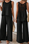 Lennox | Women's Set with Crochet and Wide-Leg Pants