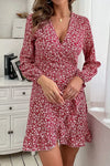 Autumn | Women’s Wrap Dress with V-Neck and Ruffles