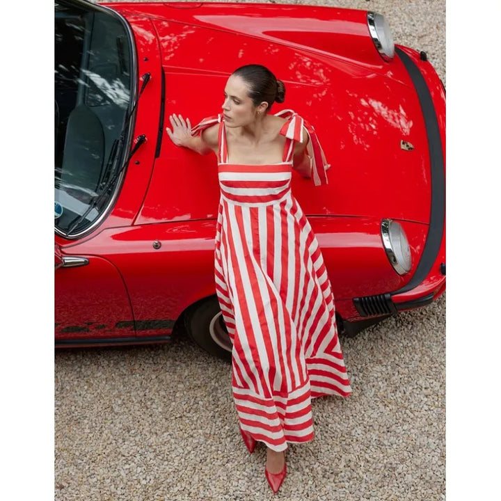 Scarlett | Women’s Maxi Dress with Stripes and Ties
