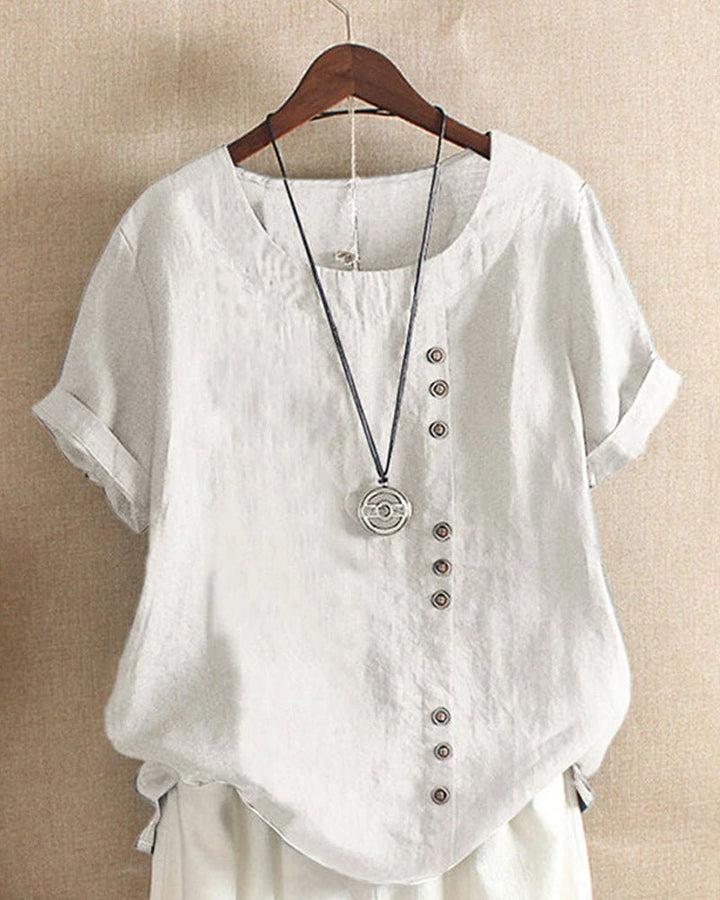 Delaney | Casual Short Sleeve Top with Button Front