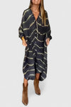 Nova | Women's Tie-Dye Print Button-Down Midi Shirt Dress