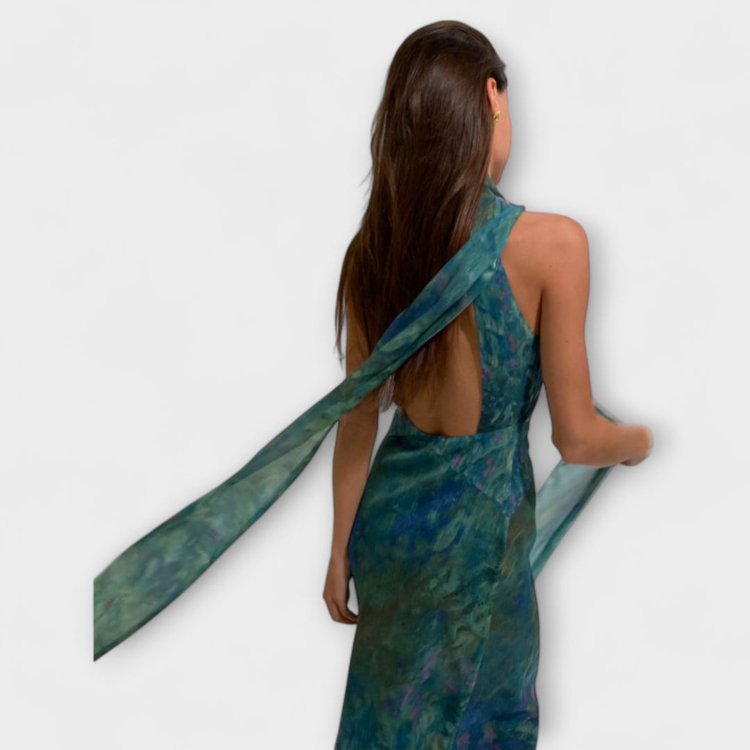 Iris| Elegant Floral Maxi Dress for Summer Occasions