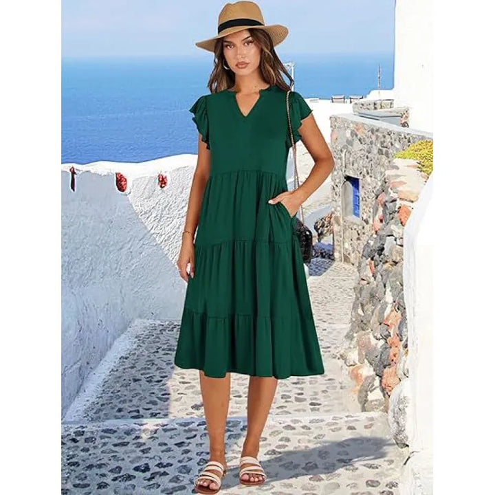 Blake | Women’s Dress with V-Neck and Tiered Skirt