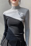 Elena | Women's Top with Mock Neck and Colorblocking