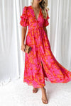 Brittany™ | Elegant Maxi Dress in Red Pink