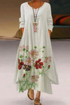 Flora | Women's Floral Print Long Sleeve Loose Maxi Dress