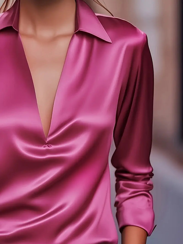 Lenora | V-Neck Blouse with Satin Finish and Elegant Design