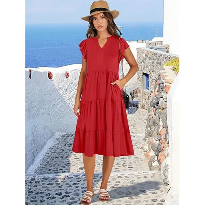 Blake | Women’s Dress with V-Neck and Tiered Skirt