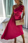 Quinn | Women's Flowy Draped Cocktail Dress with Floral Design and Elegant Silhouette