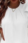 Aria | Women's Blouse with Flutter Sleeves and Pleats