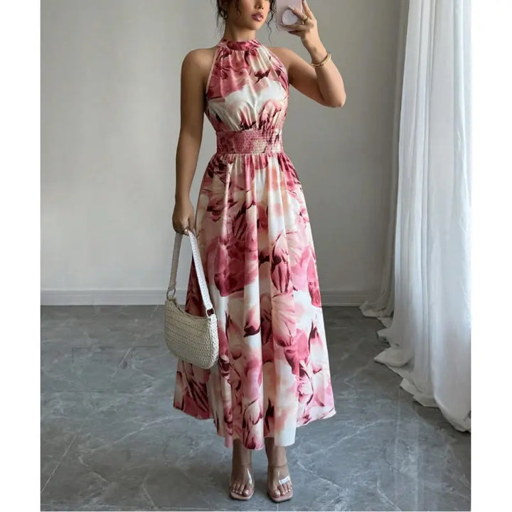Noelle | Women’s Maxi Dress with Halter Neckline and Smocked Waist