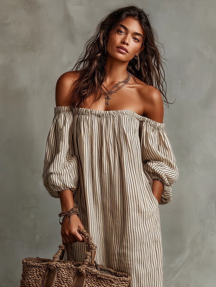 Jacqueline | Vacation Off Shoulder Long Sleeve Maxi Dress