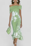 Sania | Women's Floral Off-Shoulder Ruffle Hem Midi Dress