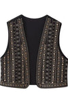 Celestia | Women's Vest with Open Front and Embroidery