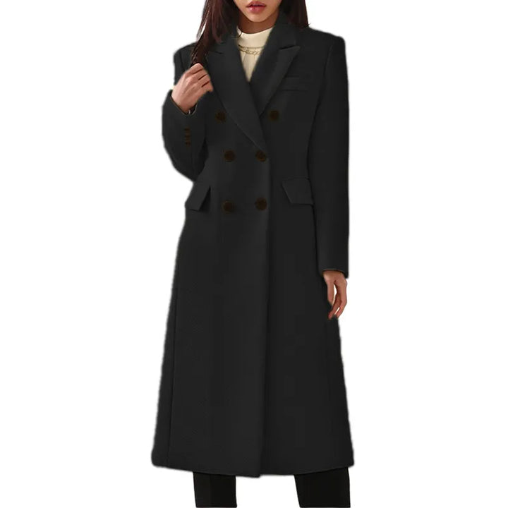 Sally | Women’s Long Coat with Lapels and Buttons