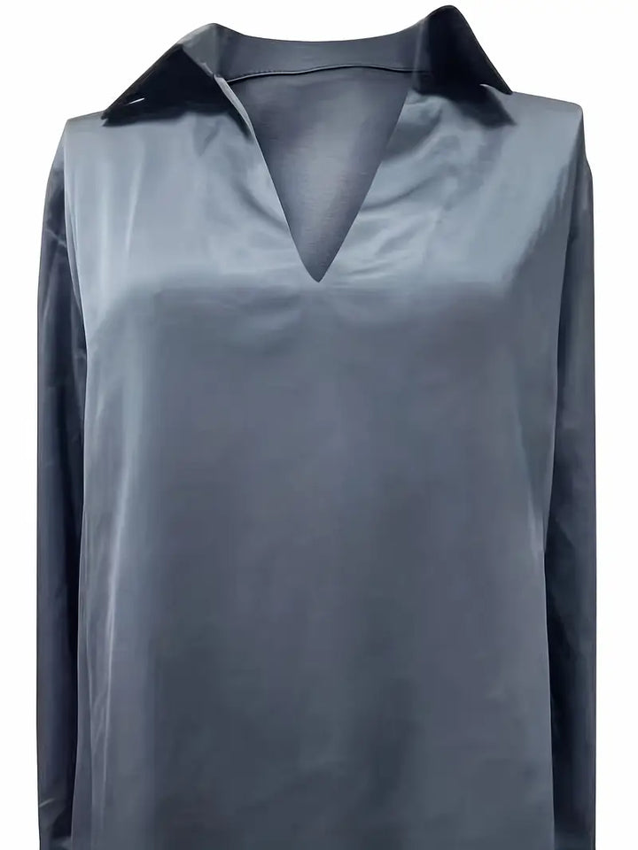 Lenora | V-Neck Blouse with Satin Finish and Elegant Design