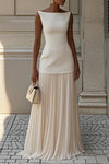 Alessia | Women's Dress with Boat Neck and Pleats