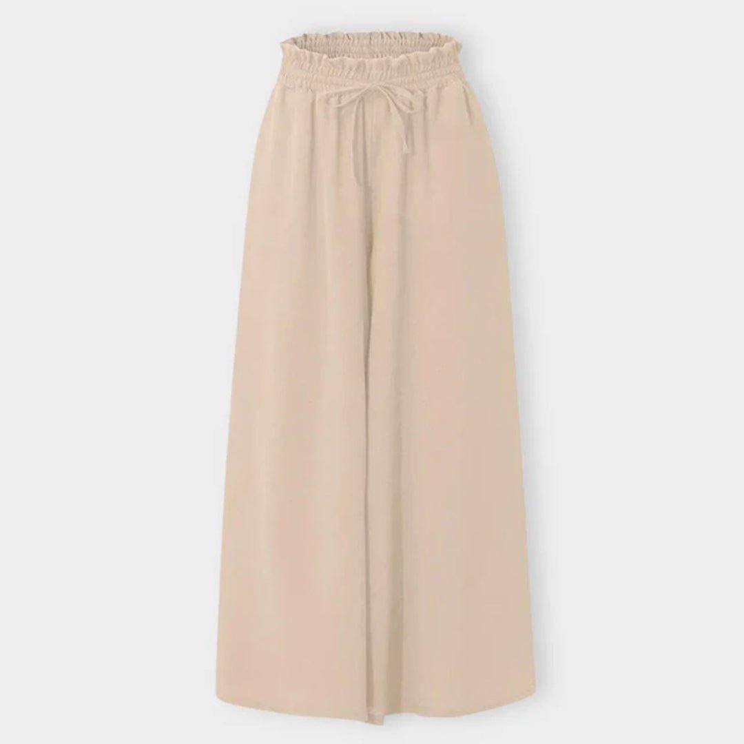 Valencia | High Waist Wide Leg Trousers with Smocked Waist and Relaxed Fit