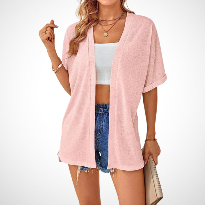Wren | Flowing Short Sleeve Cardigan with Open Front