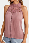Luna | Women's Sleeveless Lace Halter Top Mock Neck