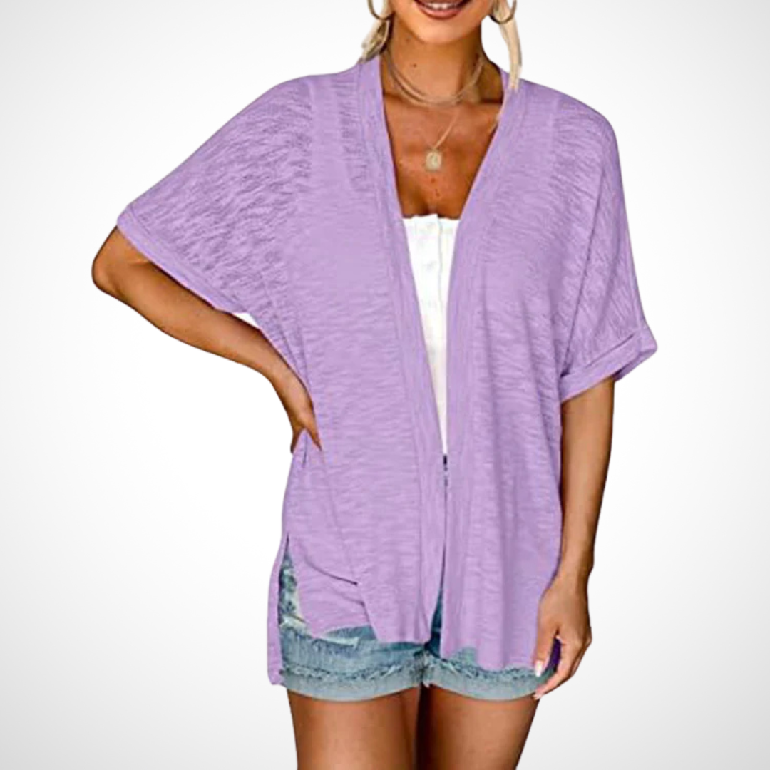Wren | Flowing Short Sleeve Cardigan with Open Front