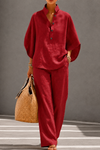 Freya | Women's Set with Buttons and Wide Legs