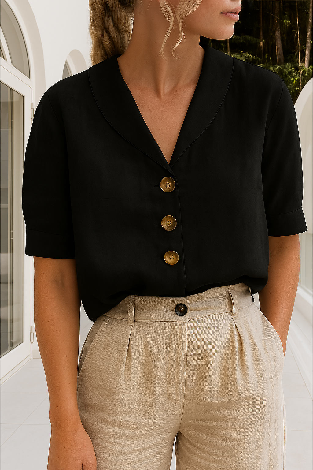 Rosalie | Blouse with Short Sleeves and Lightweight Fabric
