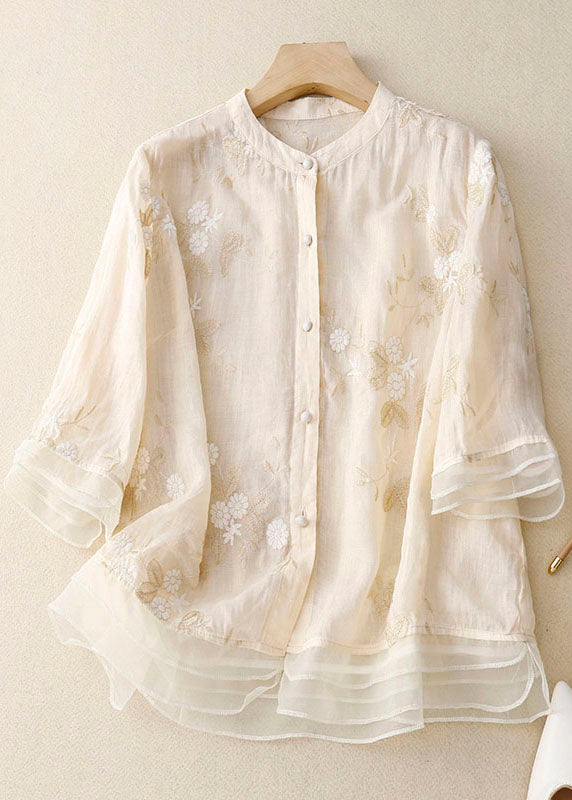 Juliana | Blouse with Floral Accents and Lightweight Fabric