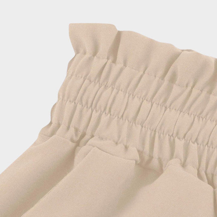 Valencia | High Waist Wide Leg Trousers with Smocked Waist and Relaxed Fit