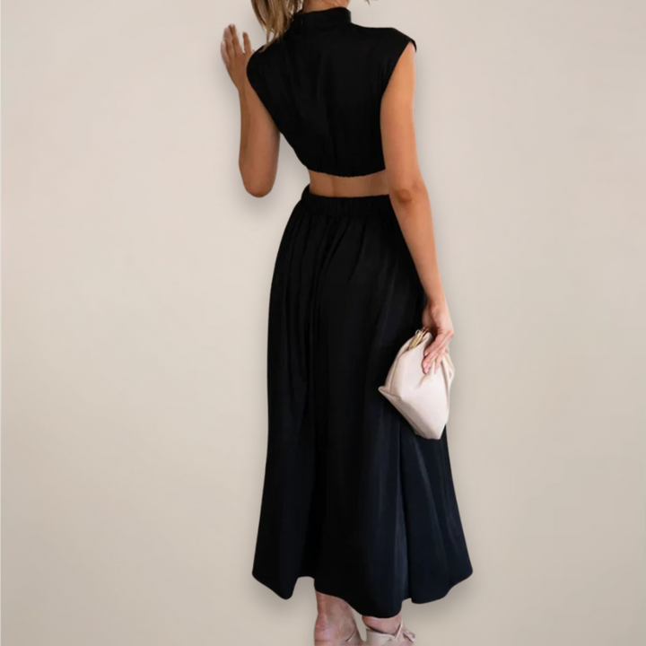 Alessia | Stylish Cap Sleeve Maxi Dress Featuring Cut-Out Waist Detail