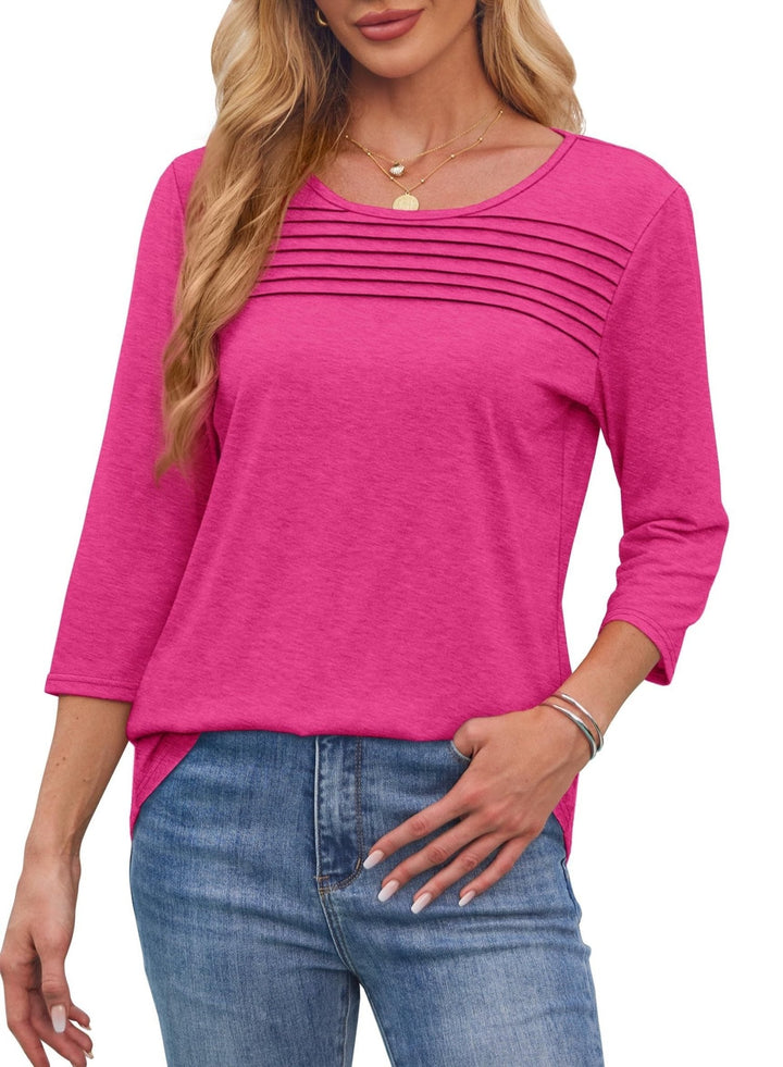 Delaney | Pleated Chest Top with 3/4 Sleeves