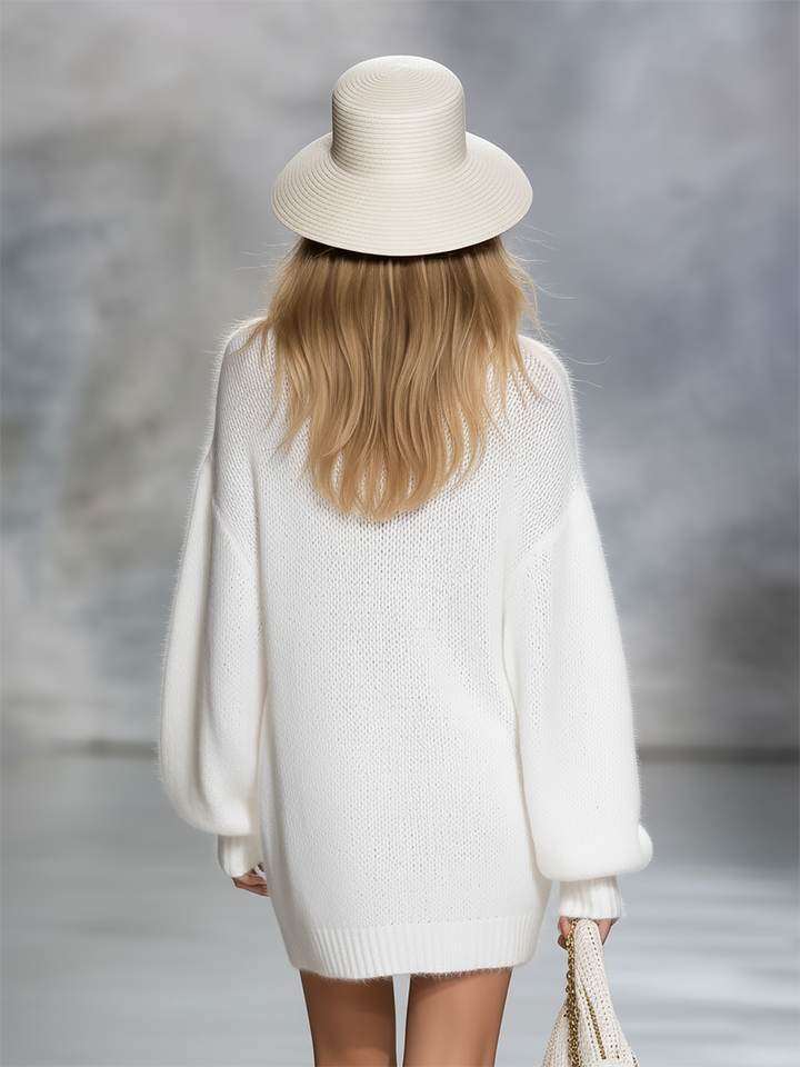 Madeline | Casual Elegant V-neck Solid Color Knitted Mini Dress