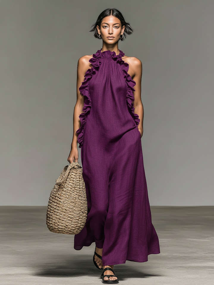 Jennifer | Sleeveless Ruffle Detail Casual Maxi Dress