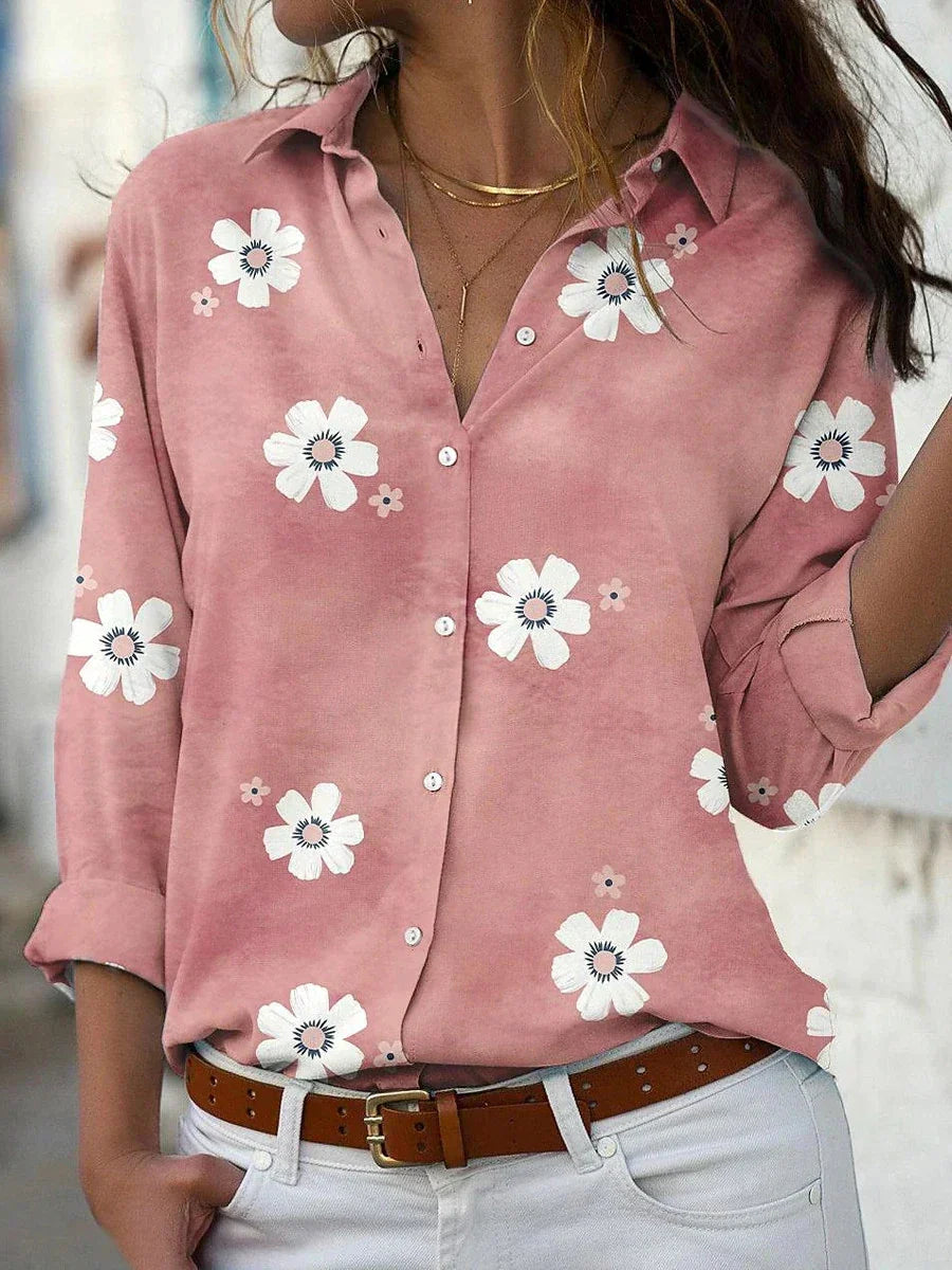 Geneva | Floral Print Blouse with Short Sleeves