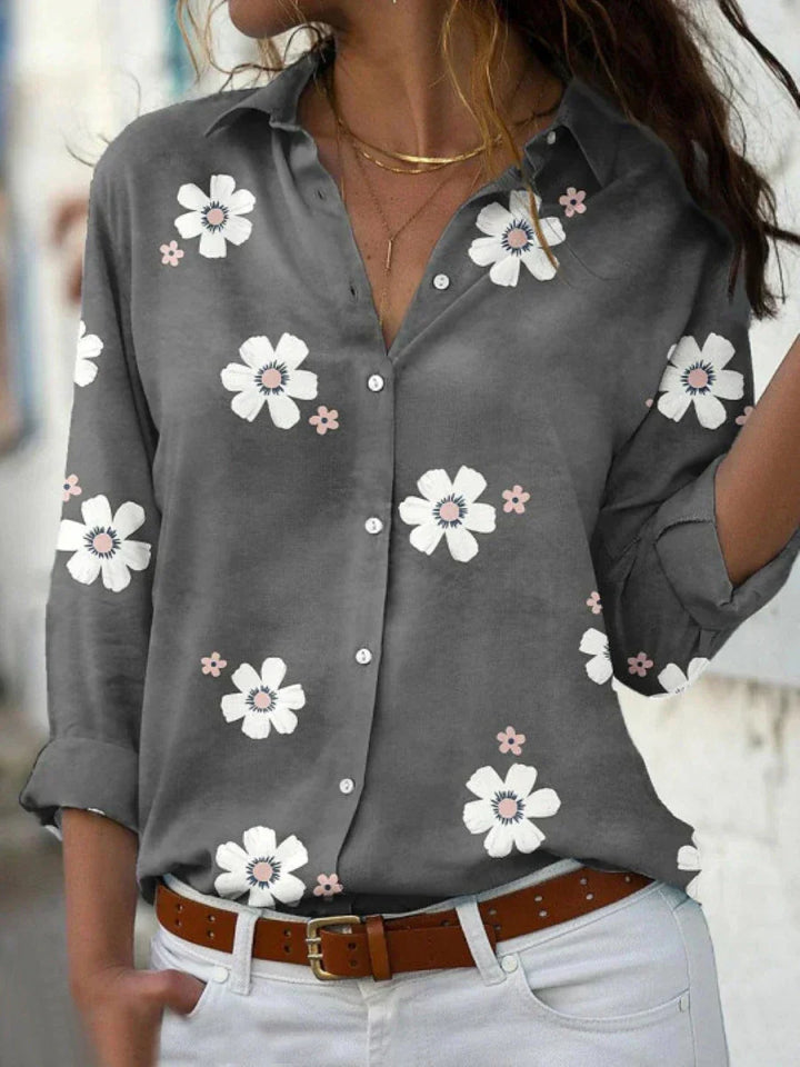 Geneva | Floral Print Blouse with Short Sleeves