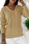 Blakely | Women's Sweater with V-Neck and Cable Texture