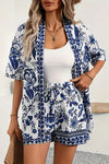 Clea | Women's Floral Kimono Cardigan and Shorts Two Piece Set