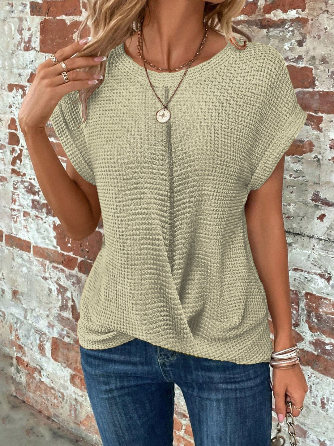 Hadley | Waffle Twist Tee — Modern, Versatile, Stylish